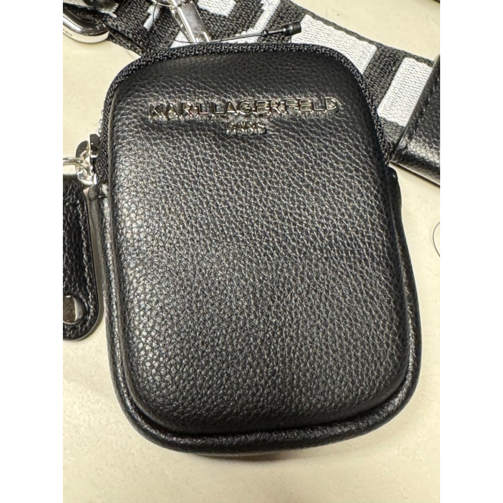 Karl Lagerfeld Paris Crossbody Bag – Black Logo Embossed, Silver Hardware, NWT - Picture 5 of 8
